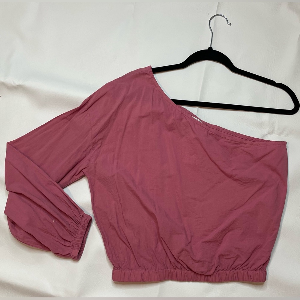 One Shoulder Dusty Pink Semi Crop Top. With Love , P Cill Brand. Size Medium